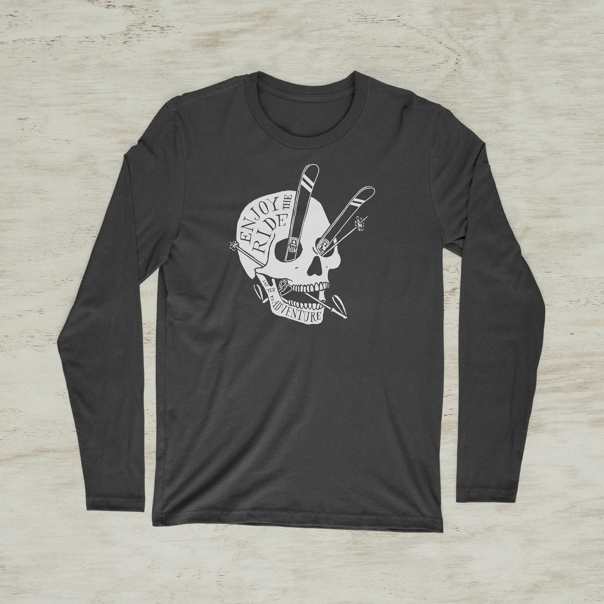 Enjoy The Ride Skull Ski Idaho Outdoor Graphic Long Sleeve T-Shirt – Wizard  Cow Studios